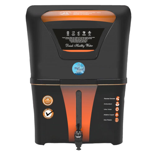 Aqua Sea Pure 4 in 1 Copper RO Water Purifier for home with 10 Stage Purification Filtration, UV, UF, TDS Adjuster and 12 Liter Large Storage Tank, Suitable for all type of water supply