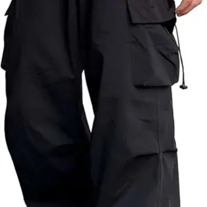 Mens Solid Side Pockets Silver Mink Nylon fabric Baggy fit Cargo Pant