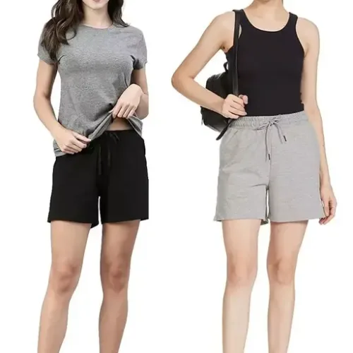 CHHOTE NAWAB Women's Solid Black Shorts (Pack of 2)