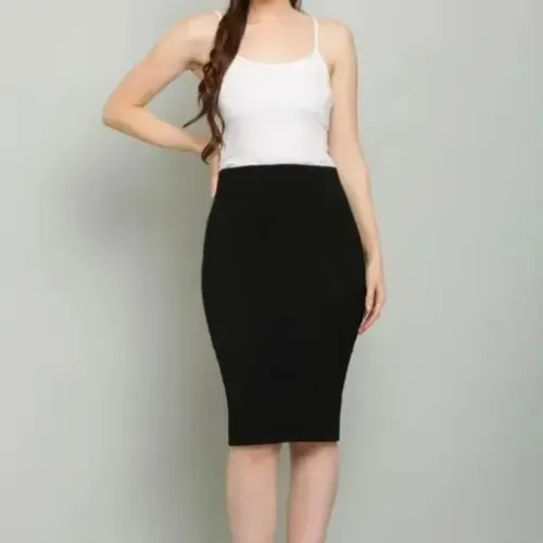 PARI TRADER Black Solid Pencil Women Skirt for Women