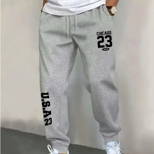 CHICAGO 23 PREMIUM JOGGER TRACK PANT FOR MEN LIGHT GREY COTTON FABRIC