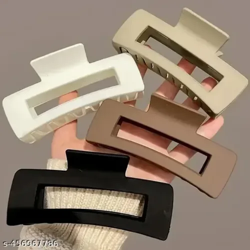4 Pcs Flat Hair Clips - Stylish Lay Flat Claw Clips for All Hair Types,Multi-Styles Matte Non-slip Hair Clips for Women Girls Wedding Prom Party Hair Decorations