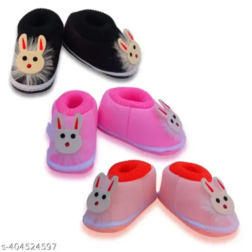 KING WISH INFANT WEAR COTTON BABY BOOTIES 0 - 12 MONTH /PACK OF 3 / FOR BABY BOYS AND BABY GIRLS / BABY MITTENS / BABY CLOTHING / BABY SHOES & SANDALS