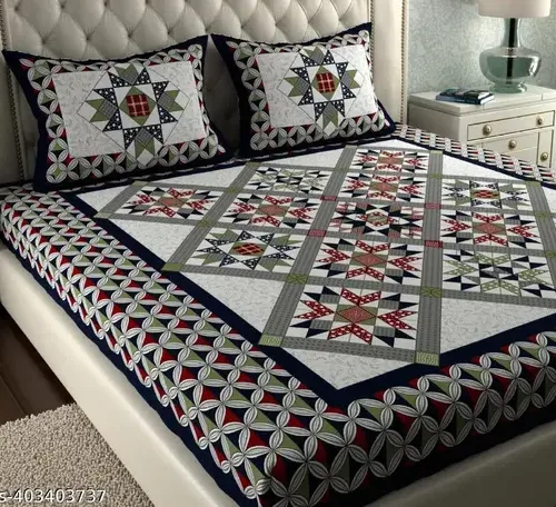 Rajasthani 100% Jaipuri Cotton King Size Double Bedsheet With 2 Pillow Covers