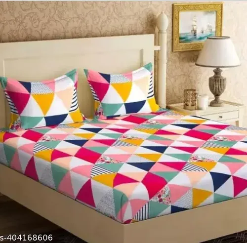 Cotton Bedsheet For Double Bed With 2 Pillow Covers