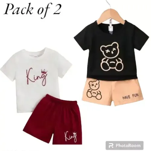 New combo Trendy Panda & King T-Shirt & Pant Set Combo for Kids: Stylish, Comfortable, and Perfect for Everyday Adventures!