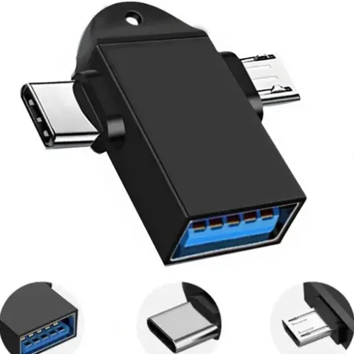 2-in-1 OTG Adaptor, USB 3.0 Female to Micro-USB, Female-to- Type C, High Speed Data transfer OTG, For All Android Mobiles