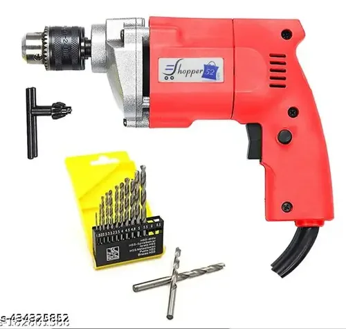 Cast 10 mm Powerful Electric Drill Machine with 13 Pieces Bit Set-