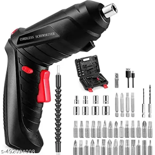 47 in 1 Electric Screwdriver Cordless Rechargeable Small Power Drill Set 3.6V Li-ion 3.5Nm Max Torque Electric Rotatable Drill Screwdriver for for Home Office DIY Tools (Black)