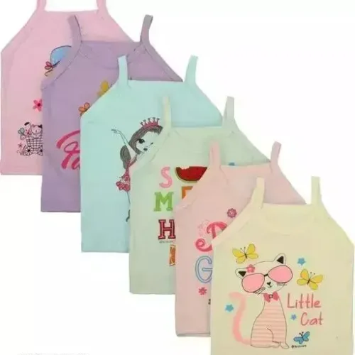 Vidhi Mart Baby and Kids Girl Trendy Printed Vest Cotton Vest Inner wear Combo Pack of 3 pcs