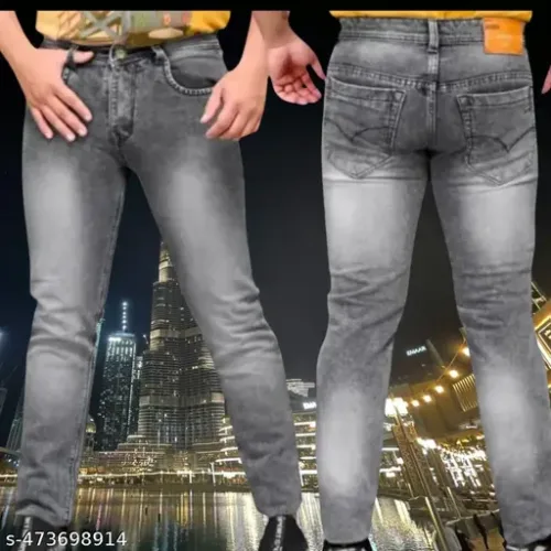 Men Slim Mid Rise Grey Jeans