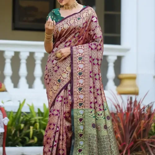 cotton silk jacquard with blouse