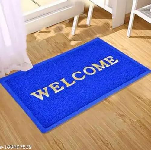 WELCOME RUBBER DOOR MAT SIZE (40*60 CM) COLOUR (BLUE)
