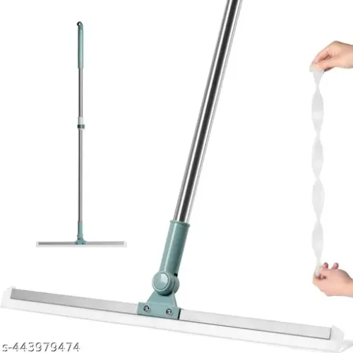 Multifunctional Magic Broom Floor Squeegee with Long Handle Adjustable and Strips, Floor Washer with 180 Degree Rotating Squeegee Broom for Cleaning (Wiper)