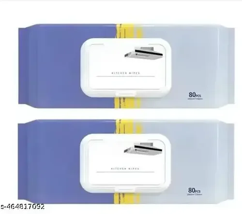 Kitchen Cleaning Wipes, Decontamination Wet Wipes, Kitchen Tisuue For Pans, bowls, Kitchen tabletop, Ceramic Tiles, Sinks And Etc ( Pack Of 2)