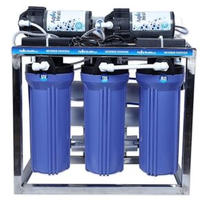 Aqua Health Care, 25 LPH Commercial Water Purifier RO + UV for Home & Office (Double Pump) with Fully Automatic and Tds Adjuster, Full Stainless Steel Body Works Upto 3000 tds