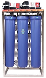 Uptech 100 LPH Commercial Ro Water Purifier Plant RO+UV+TDS Adjuster+AUTO SHUT OFF Output-100 Liter Per Hour Blue Stainless steel Fully Automatic with TDS Adjuster works up to 3000 TDS