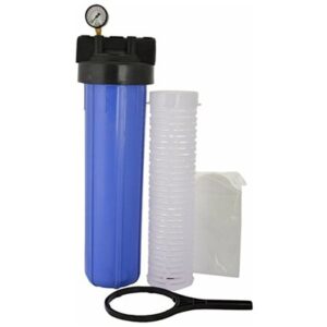 Bag Filter 5 Micron for Filtering sediments, Install in Mainline 1 inch Inlet/Outlet (20 inch Size, PP, Blue)